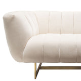 Venus Cream Fabric Sofa w/ Contrasting Pillows & Gold Finished Metal Base by Diamond Sofa