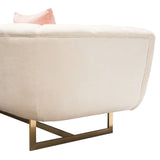 Venus Cream Fabric Sofa w/ Contrasting Pillows & Gold Finished Metal Base by Diamond Sofa