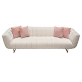 Venus Cream Fabric Sofa w/ Contrasting Pillows & Gold Finished Metal Base by Diamond Sofa