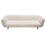 Venus Cream Fabric Sofa w/ Contrasting Pillows & Gold Finished Metal Base by Diamond Sofa