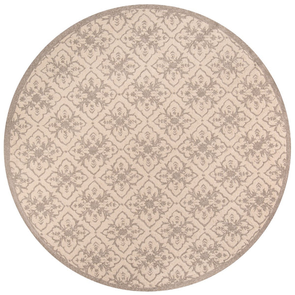 Momeni Veranda VR-22 Hand Hooked Transitional Geometric Indoor/Outdoor Area Rug Taupe 9' x 9' Round VERANVR-22TAU900R