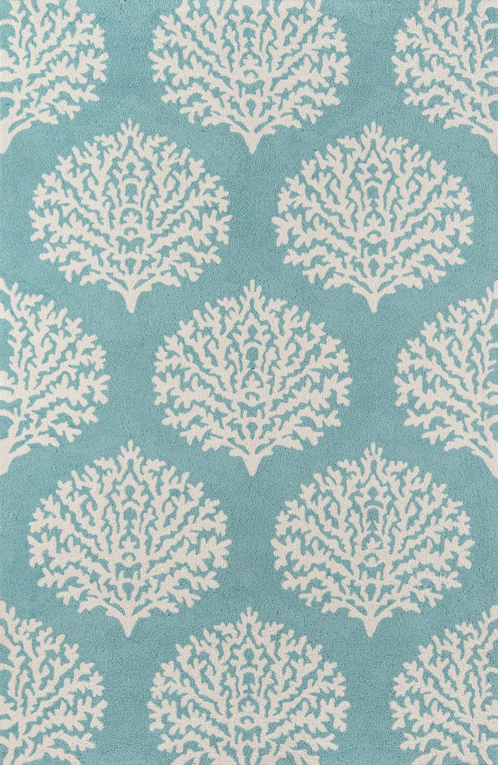 Momeni Veranda VR-45 Hand Hooked Contemporary Damask Indoor/Outdoor Area Rug Aqua 9' x 9' Round VERANVR-45AQA900R