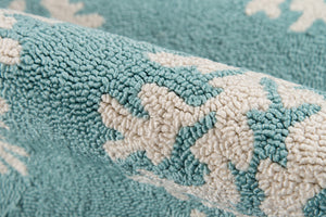 Momeni Veranda VR-45 Hand Hooked Contemporary Damask Indoor/Outdoor Area Rug Aqua 9' x 9' Round VERANVR-45AQA900R