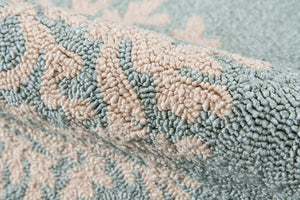 Momeni Veranda VR-45 Hand Hooked Contemporary Damask Indoor/Outdoor Area Rug Blue 9' x 9' Round VERANVR-45BLU900R