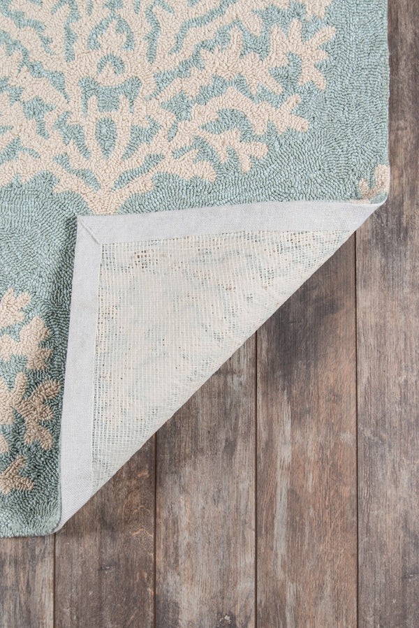 Momeni Veranda VR-45 Hand Hooked Contemporary Damask Indoor/Outdoor Area Rug Blue 9' x 9' Round VERANVR-45BLU900R