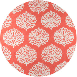 Momeni Veranda VR-45 Hand Hooked Contemporary Damask Indoor/Outdoor Area Rug Coral 9' x 9' Round VERANVR-45COR900R