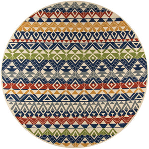 Momeni Veranda VR-56 Hand Hooked Transitional Geometric Indoor/Outdoor Area Rug Multi 9' x 9' Round VERANVR-56MTI900R