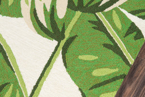 Momeni Veranda VR-62 Hand Hooked Contemporary Leaves Indoor/Outdoor Area Rug Green 9' x 9' Round VERANVR-62GRN900R