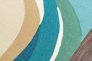 Momeni Veranda VR-63 Hand Hooked Contemporary Beach Indoor/Outdoor Area Rug Blue 9' x 9' Round VERANVR-63BLU900R
