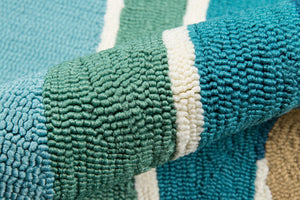 Momeni Veranda VR-63 Hand Hooked Contemporary Beach Indoor/Outdoor Area Rug Blue 9' x 9' Round VERANVR-63BLU900R