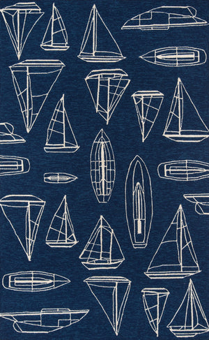 Momeni Veranda VR-70 Hand Hooked Casual Novelty Indoor/Outdoor Area Rug Navy 9' x 9' Round VERANVR-70NVY900R