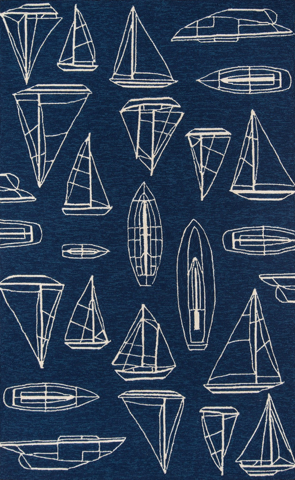 Momeni Veranda VR-70 Hand Hooked Casual Novelty Indoor/Outdoor Area Rug Navy 9' x 9' Round VERANVR-70NVY900R