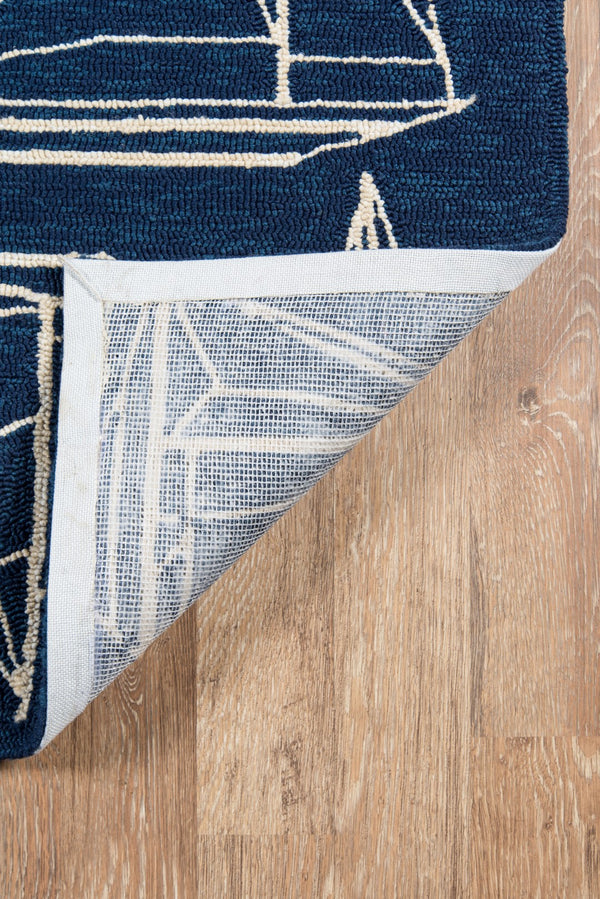 Momeni Veranda VR-70 Hand Hooked Casual Novelty Indoor/Outdoor Area Rug Navy 9' x 9' Round VERANVR-70NVY900R