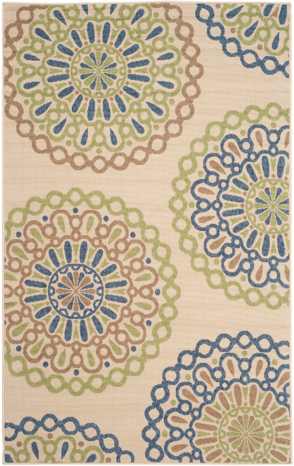 Safavieh Miami Medallion Power Loomed 87% Polypropylen/9.3% Polyester/3.7% Latex Outdoor Rug VERB092D-5