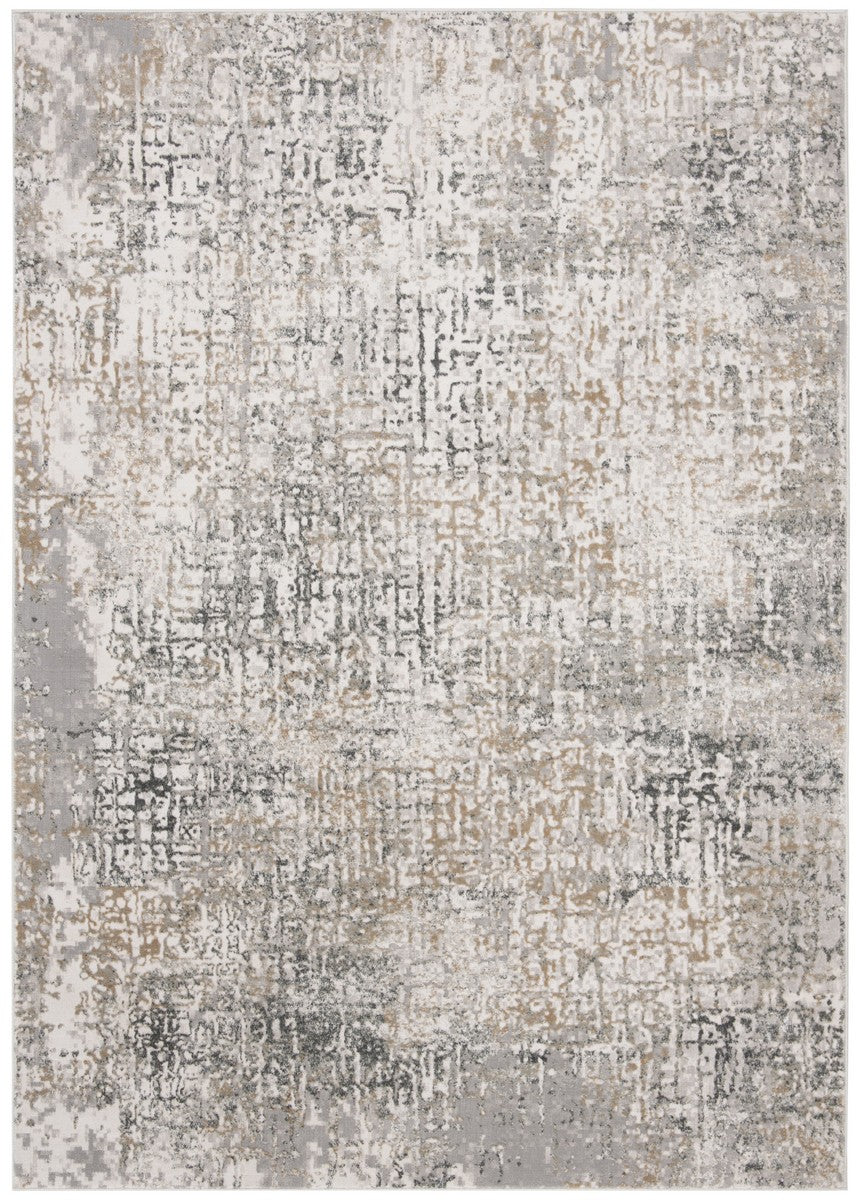 Vogue 100 Vge117 Contemporary Power Loomed 35% Polyester Shrink /65% Polypropylene Rug Beige / Grey