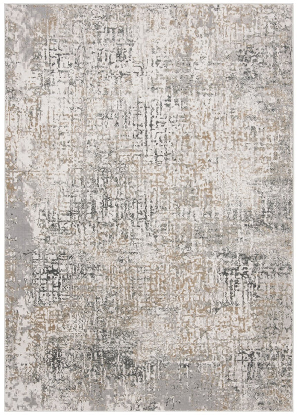Vogue 100 Vge117 Contemporary Power Loomed 35% Polyester Shrink /65% Polypropylene Rug Beige / Grey