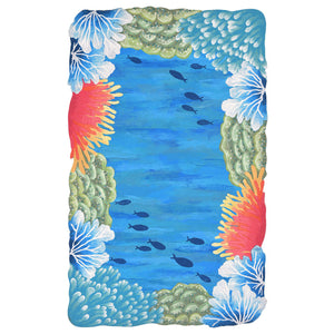 Trans-Ocean Liora Manne Visions IV Reef Border Contemporary Indoor/Outdoor Handmade 100% Polyester Rug Blue 8' x 10'
