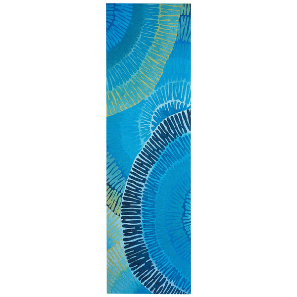 Trans-Ocean Liora Manne Visions IV Cirque Contemporary Indoor/Outdoor Handmade 100% Polyester Rug Caribe 2'3" x 8'