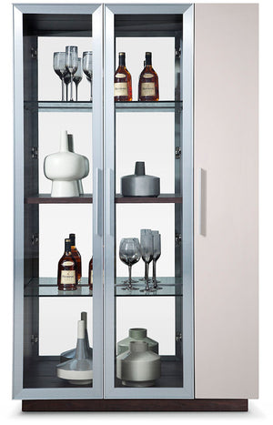 VIG Furniture Union Modern Brown Oak w/ Grey Gloss Wine Cabinet VGWCB530