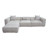 Vice 4 Piece Modular Sectional in Barley Fabric with Ottoman