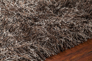 Chandra Rugs Vilma 100% Polyester Hand-Woven Contemporary Shag Rug Stone 9' x 13'