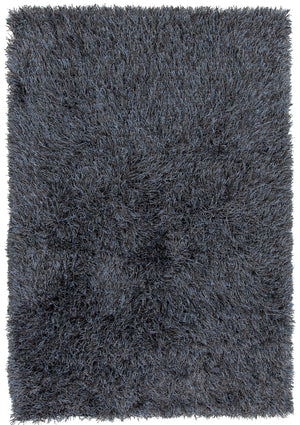 Chandra Rugs Vilma 100% Polyester Hand-Woven Contemporary Shag Rug Black 9' x 13'