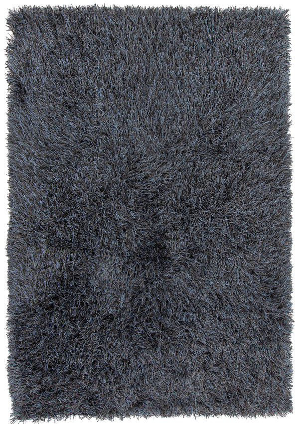 Chandra Rugs Vilma 100% Polyester Hand-Woven Contemporary Shag Rug Black 9' x 13'
