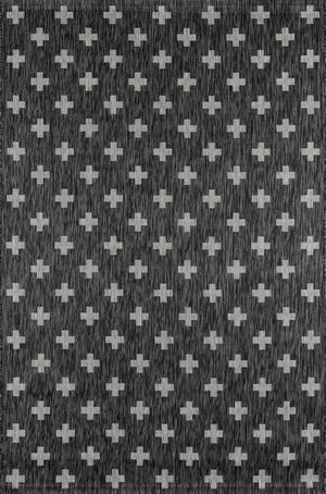 Momeni Novogratz Villa VI-01 Machine Made Contemporary Geometric Indoor/Outdoor Area Rug Charcoal 9'3" x 12'6" VILLAVI-01CHR93C6