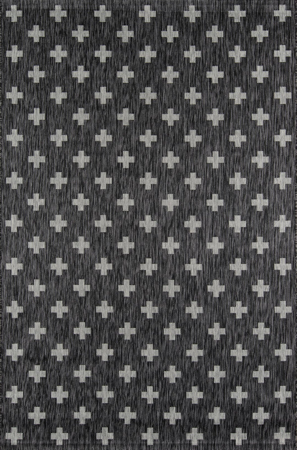 Momeni Novogratz Villa VI-01 Machine Made Contemporary Geometric Indoor/Outdoor Area Rug Charcoal 9'3" x 12'6" VILLAVI-01CHR93C6