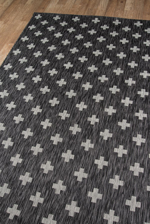 Momeni Novogratz Villa VI-01 Machine Made Contemporary Geometric Indoor/Outdoor Area Rug Charcoal 9'3" x 12'6" VILLAVI-01CHR93C6