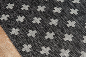 Momeni Novogratz Villa VI-01 Machine Made Contemporary Geometric Indoor/Outdoor Area Rug Charcoal 9'3" x 12'6" VILLAVI-01CHR93C6