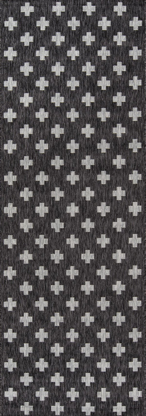 Momeni Novogratz Villa VI-01 Machine Made Contemporary Geometric Indoor/Outdoor Area Rug Charcoal 9'3" x 12'6" VILLAVI-01CHR93C6