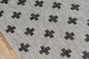 Momeni Novogratz Villa VI-01 Machine Made Contemporary Geometric Indoor/Outdoor Area Rug Grey 9'3" x 12'6" VILLAVI-01GRY93C6