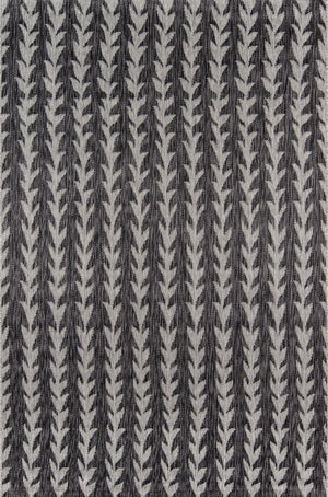 Momeni Novogratz Villa VI-02 Machine Made Contemporary Striped Indoor/Outdoor Area Rug Charcoal 9'3" x 12'6" VILLAVI-02CHR93C6