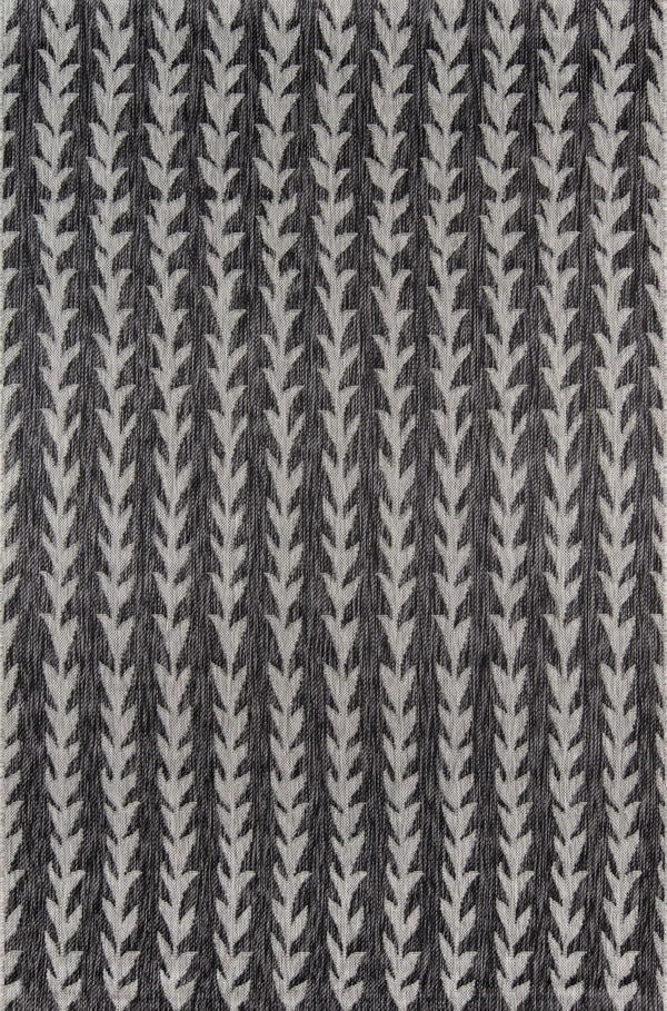 Momeni Novogratz Villa VI-02 Machine Made Contemporary Striped Indoor/Outdoor Area Rug Charcoal 9'3" x 12'6" VILLAVI-02CHR93C6