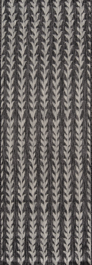 Momeni Novogratz Villa VI-02 Machine Made Contemporary Striped Indoor/Outdoor Area Rug Charcoal 9'3" x 12'6" VILLAVI-02CHR93C6
