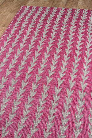 Momeni Novogratz Villa VI-02 Machine Made Contemporary Striped Indoor/Outdoor Area Rug Fuschia 9'3" x 12'6" VILLAVI-02FUS93C6