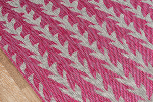 Momeni Novogratz Villa VI-02 Machine Made Contemporary Striped Indoor/Outdoor Area Rug Fuschia 9'3" x 12'6" VILLAVI-02FUS93C6