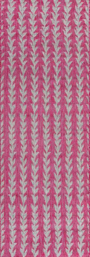 Momeni Novogratz Villa VI-02 Machine Made Contemporary Striped Indoor/Outdoor Area Rug Fuschia 9'3" x 12'6" VILLAVI-02FUS93C6
