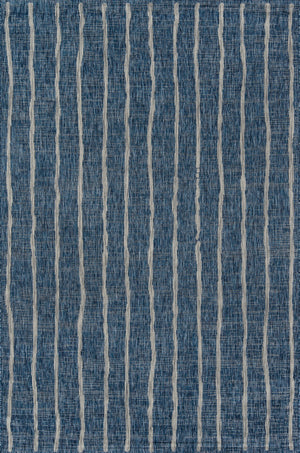 Momeni Novogratz Villa VI-03 Machine Made Contemporary Striped Indoor/Outdoor Area Rug Blue 9'3" x 12'6" VILLAVI-03BLU93C6