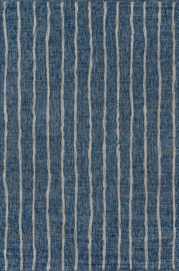 Momeni Novogratz Villa VI-03 Machine Made Contemporary Striped Indoor/Outdoor Area Rug Blue 9'3" x 12'6" VILLAVI-03BLU93C6