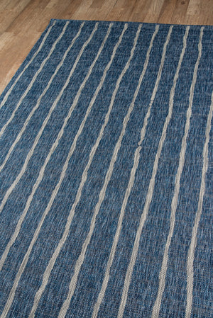 Momeni Novogratz Villa VI-03 Machine Made Contemporary Striped Indoor/Outdoor Area Rug Blue 9'3" x 12'6" VILLAVI-03BLU93C6