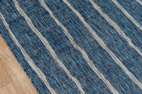 Momeni Novogratz Villa VI-03 Machine Made Contemporary Striped Indoor/Outdoor Area Rug Blue 9'3" x 12'6" VILLAVI-03BLU93C6