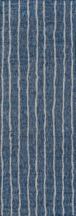 Momeni Novogratz Villa VI-03 Machine Made Contemporary Striped Indoor/Outdoor Area Rug Blue 9'3" x 12'6" VILLAVI-03BLU93C6