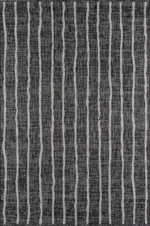 Momeni Novogratz Villa VI-03 Machine Made Contemporary Striped Indoor/Outdoor Area Rug Charcoal 9'3" x 12'6" VILLAVI-03CHR93C6