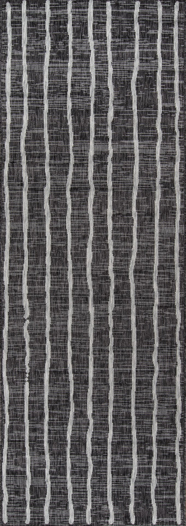 Momeni Novogratz Villa VI-03 Machine Made Contemporary Striped Indoor/Outdoor Area Rug Charcoal 9'3" x 12'6" VILLAVI-03CHR93C6