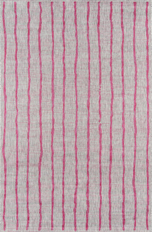 Momeni Novogratz Villa VI-03 Machine Made Contemporary Striped Indoor/Outdoor Area Rug Fuschia 9'3" x 12'6" VILLAVI-03FUS93C6