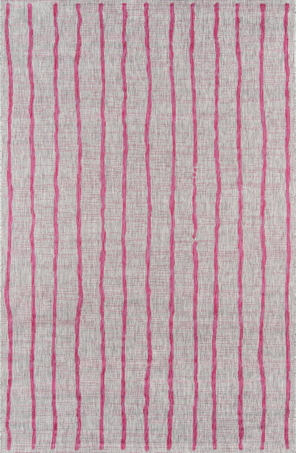 Momeni Novogratz Villa VI-03 Machine Made Contemporary Striped Indoor/Outdoor Area Rug Fuschia 9'3" x 12'6" VILLAVI-03FUS93C6