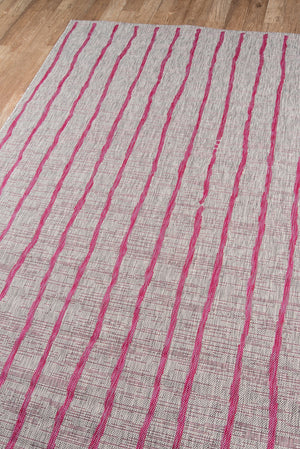 Momeni Novogratz Villa VI-03 Machine Made Contemporary Striped Indoor/Outdoor Area Rug Fuschia 9'3" x 12'6" VILLAVI-03FUS93C6