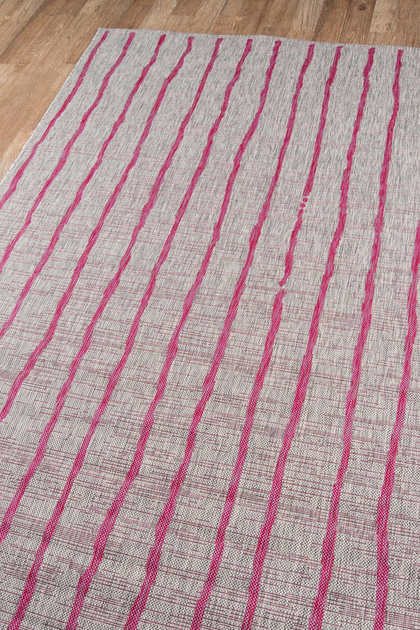 Momeni Novogratz Villa VI-03 Machine Made Contemporary Striped Indoor/Outdoor Area Rug Fuschia 9'3" x 12'6" VILLAVI-03FUS93C6